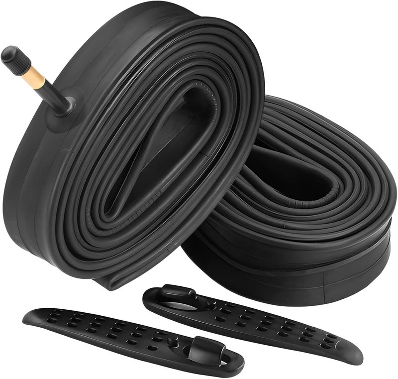 FANSPRO 2 Pack of 26 Inch Bike Tube 26x1.75 26x1.95 26x2.10 26x2.125 Heavy Duty Bicycle Tube with 2 Tire Levers,48mm Schrader Valve Premium Quality Butyl Inner Tube - Image 1
